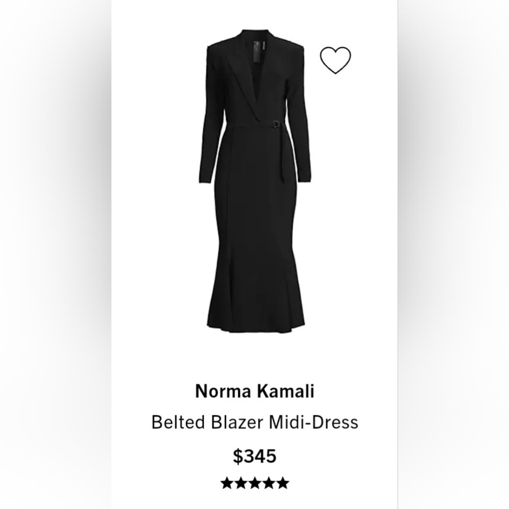 Norma Kamali Black Fishtail Dress Size M